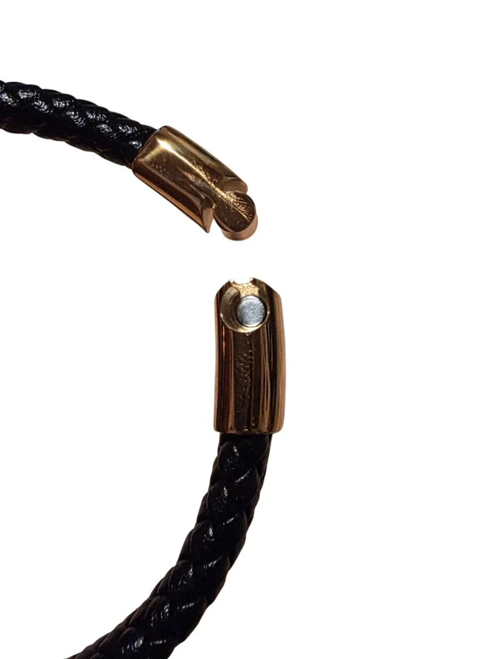 Versace Inspired Medusa Bracelet In Gold Tone With Braided Leather